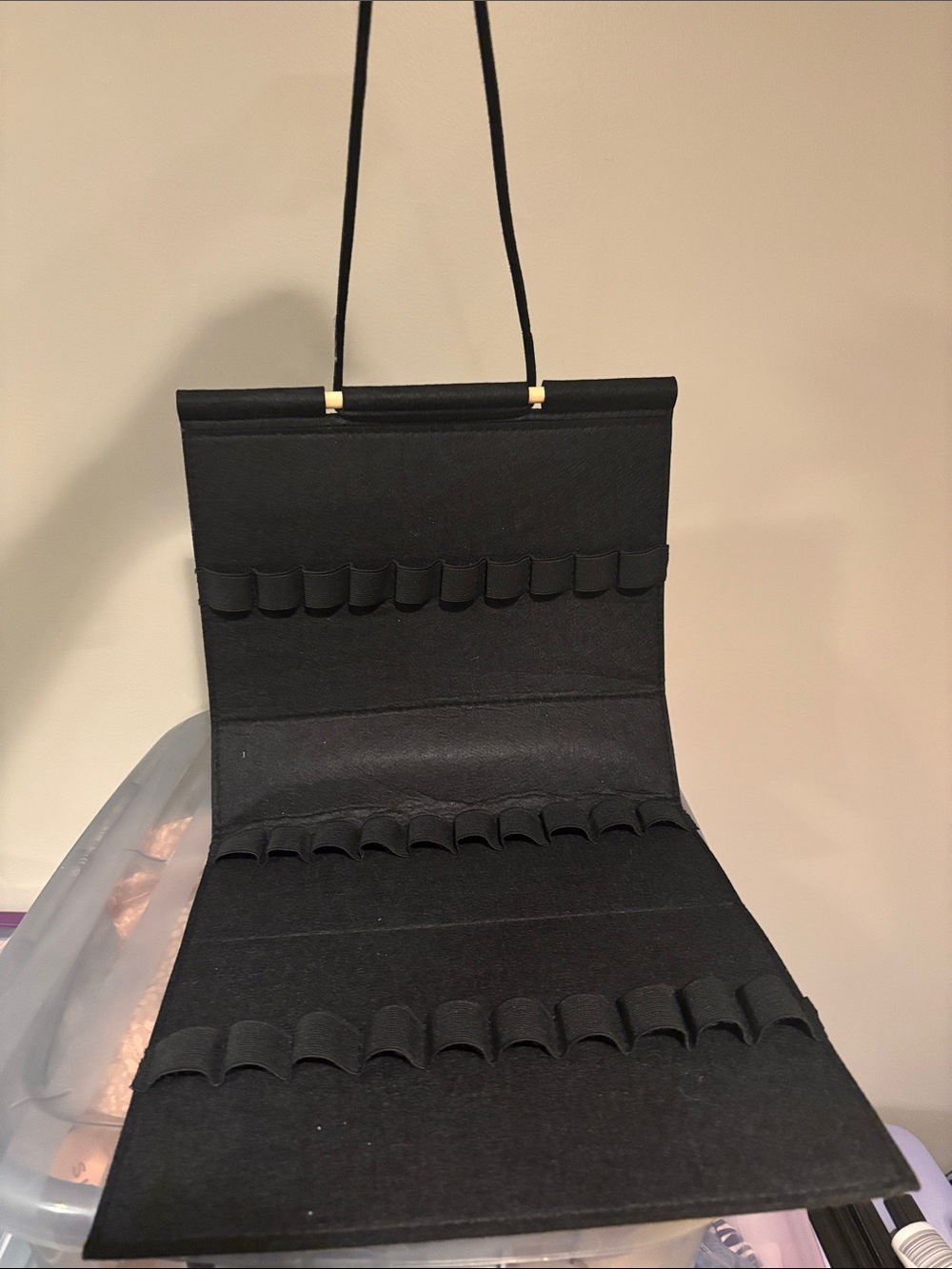 Black Hanging Jewelry Roll Organizer